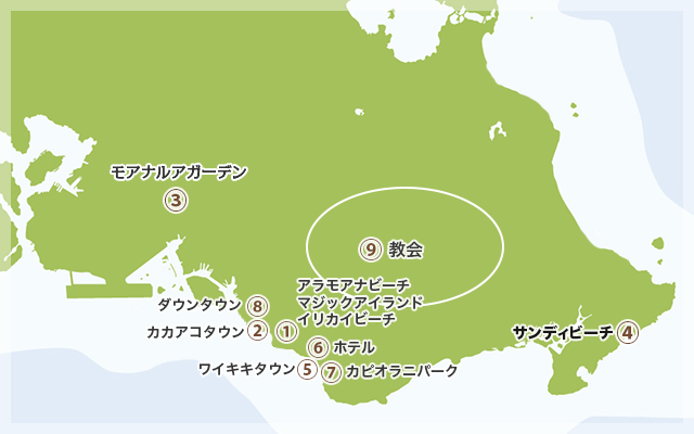 ハワイの地図