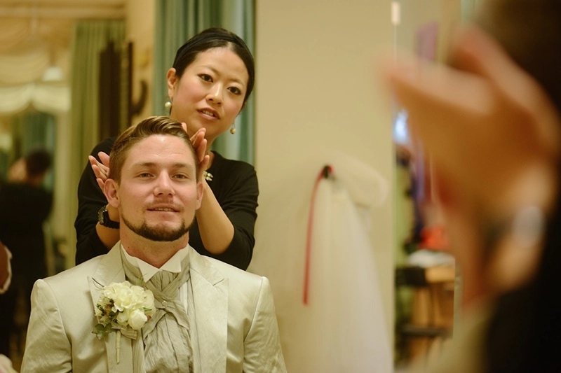 新郎様ヘアセット