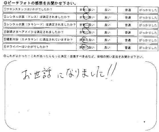 お世話になりました！